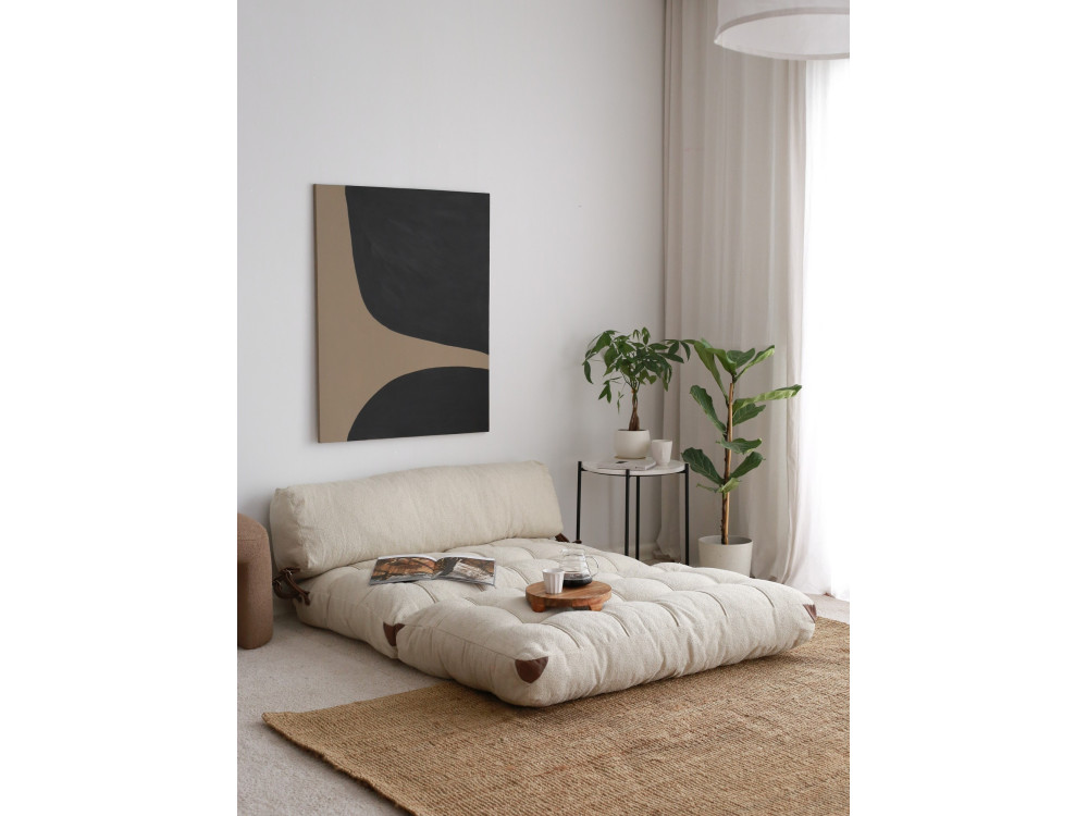 2-zits slaapbank in "Fold" stof - 120 x 75 x 79 cm - Crème