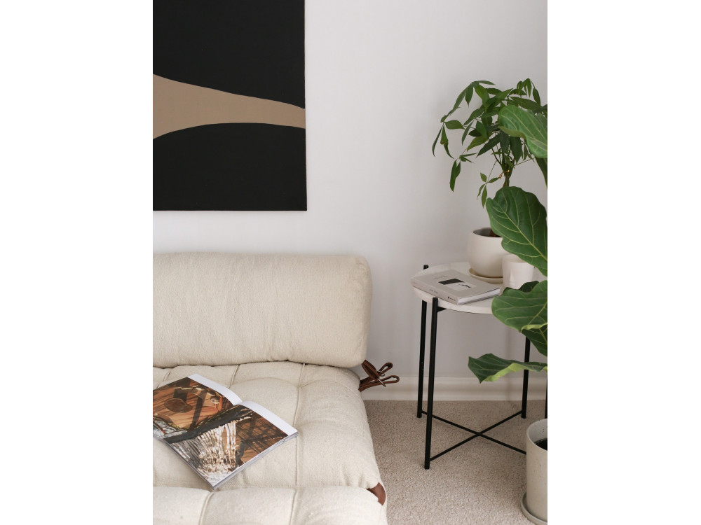 2-zits slaapbank in "Fold" stof - 120 x 75 x 79 cm - Crème