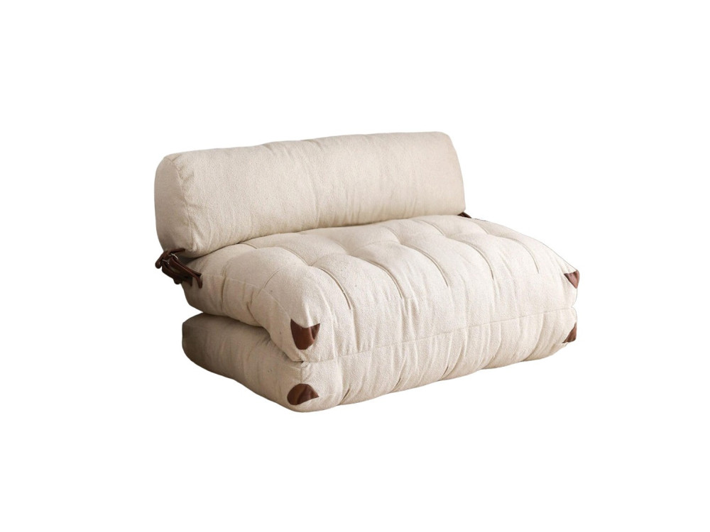 2-zits slaapbank in "Fold" stof - 120 x 75 x 79 cm - Crème