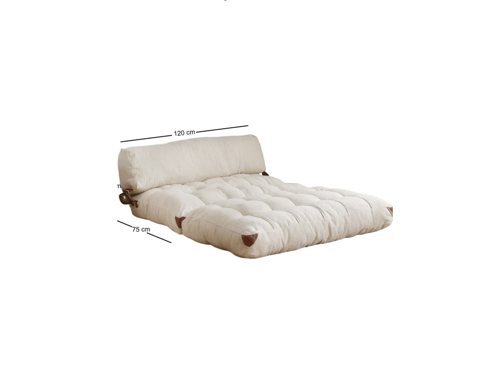 2-zits slaapbank in "Fold" stof - 120 x 75 x 79 cm - Crème