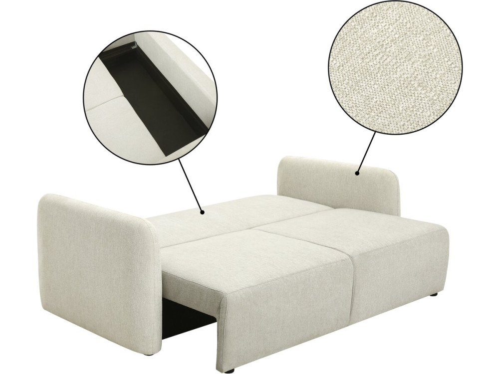 Rechte 3-zits slaapbank van stof "Concorde" - Beige