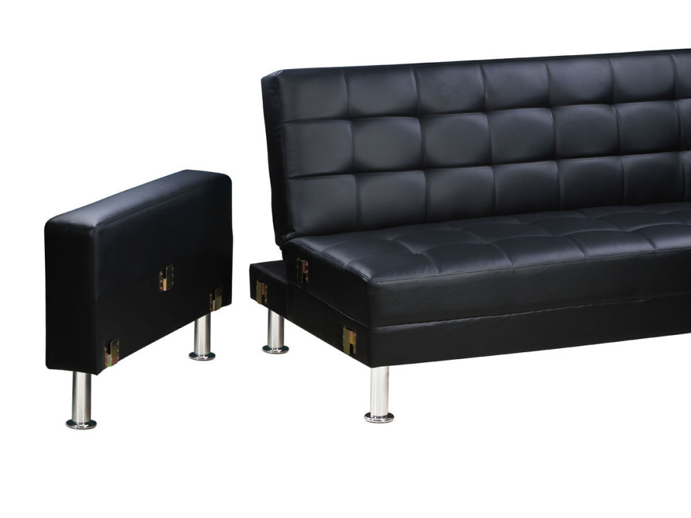 Hoekbank slaapbank meubel links of rechts bank "Theo" - 258 x 82/147 x 82 cm - 4 zits - Zwart