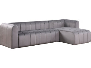 Hoekbank meubel bank velours fluweel "Victor Hugo" - 3 zits - Grijs