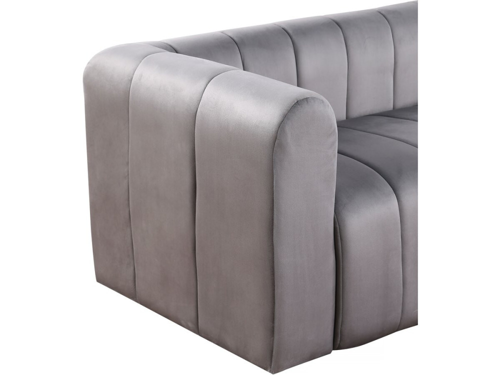 Hoekbank meubel bank velours fluweel "Victor Hugo" - 3 zits - Grijs