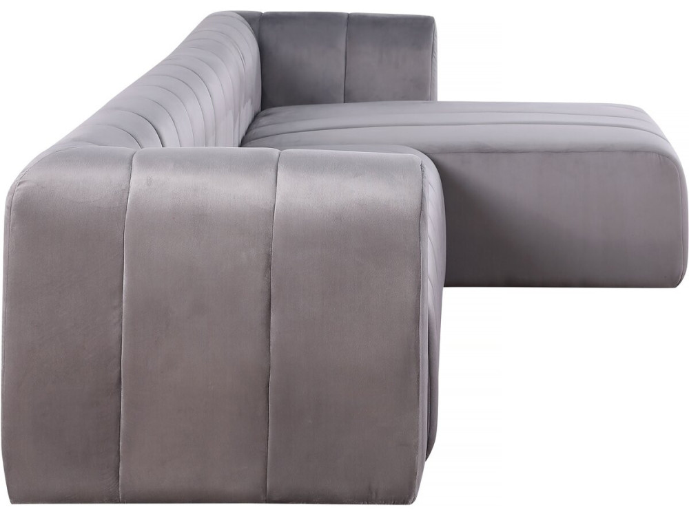 Hoekbank meubel bank velours fluweel "Victor Hugo" - 3 zits - Grijs