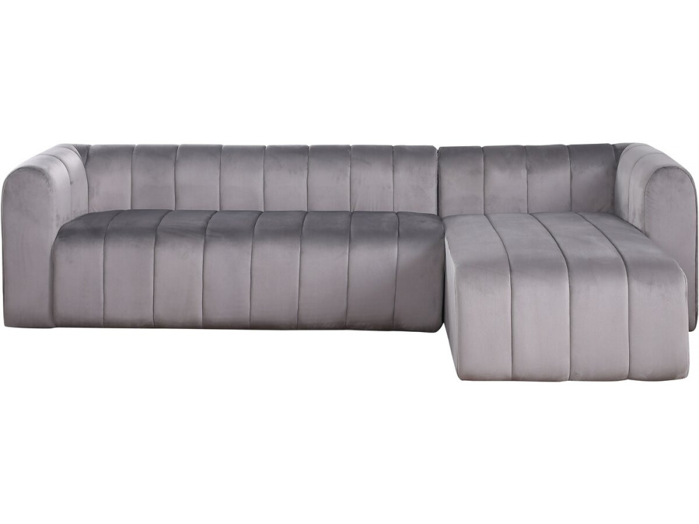 Hoekbank meubel bank velours fluweel "Victor Hugo" - 3 zits - Grijs