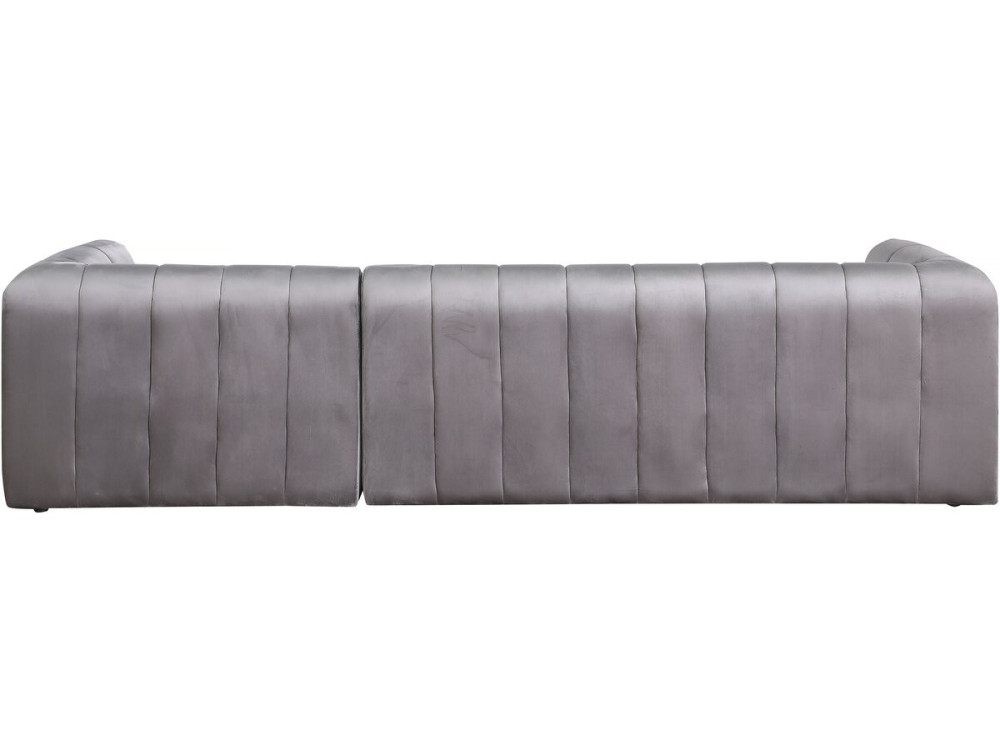 Hoekbank meubel bank velours fluweel "Victor Hugo" - 3 zits - Grijs