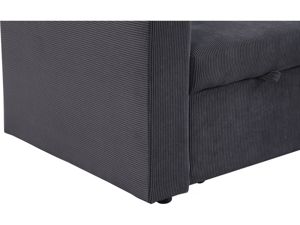 Hoekbank slaapbank meubel opbergruimte velours ribfluweel bank "Alain" - 3 zits - Grijs