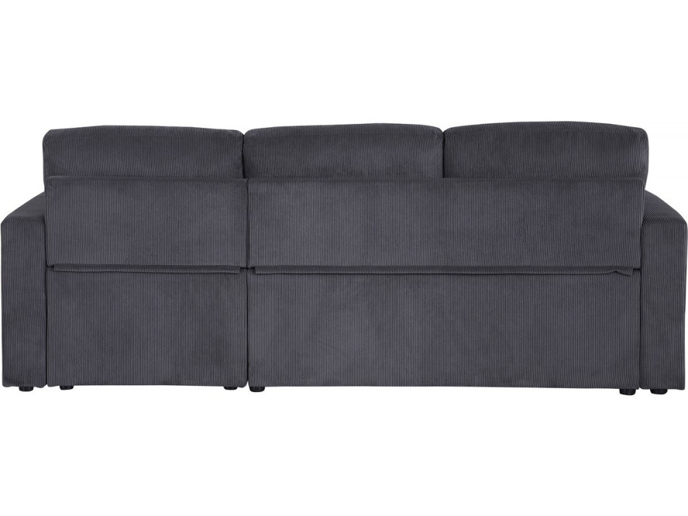 Hoekbank slaapbank meubel opbergruimte velours ribfluweel bank "Alain" - 3 zits - Grijs