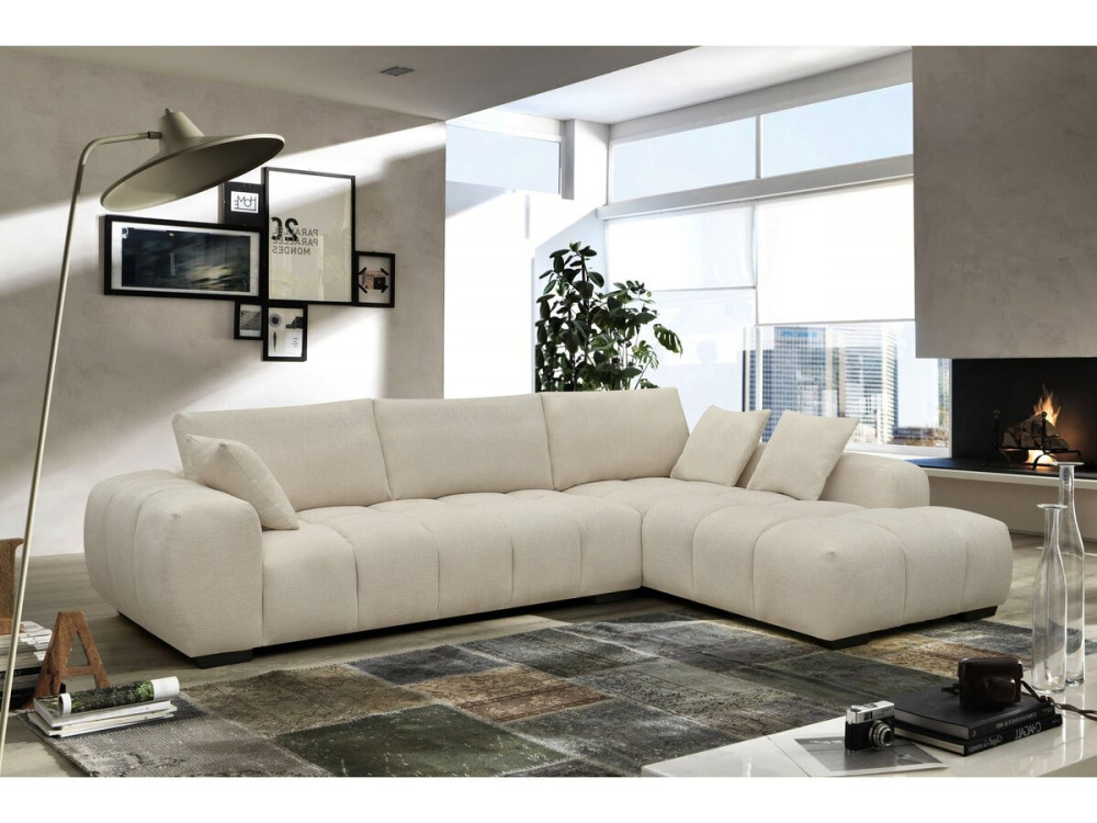 Bank hoekbank meubel stof "Monceau" - 3 zits - Beige - lichtbruin
