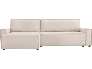 Hoekbank slaapbank getextureerd textiel bank "Montaigne" - 4 zits - Beige - lichtbruin