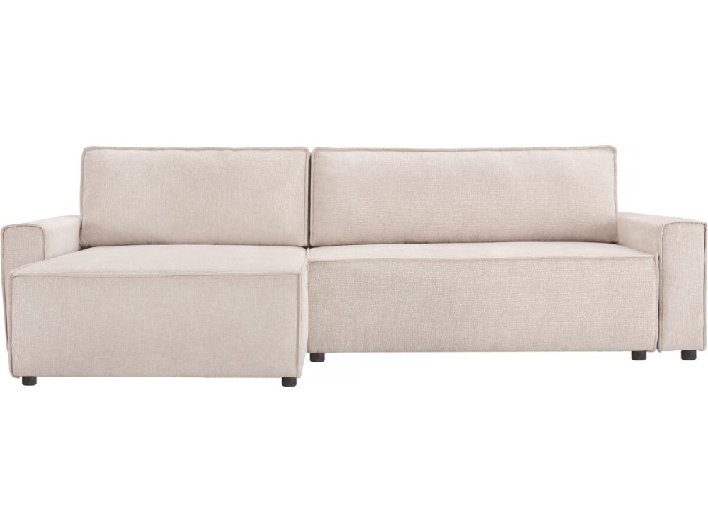 Hoekbank slaapbank getextureerd textiel bank "Montaigne" - 4 zits - Beige - lichtbruin