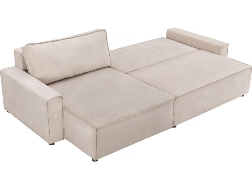 Hoekbank slaapbank getextureerd textiel bank "Montaigne" - 4 zits - Beige - lichtbruin