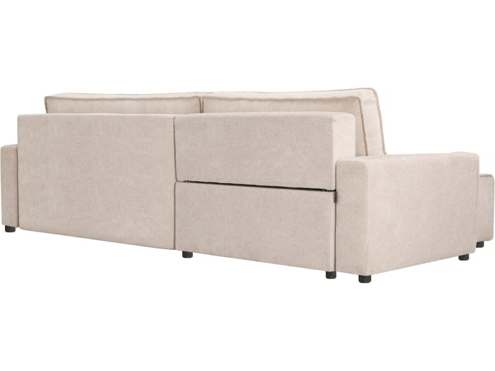 Hoekbank slaapbank getextureerd textiel bank "Montaigne" - 4 zits - Beige - lichtbruin