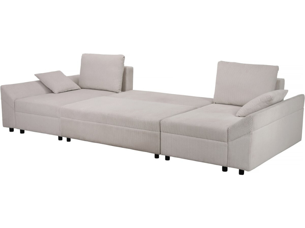 Vaugirard II" panoramische corduroy hoekbank - 5 zits - Beige