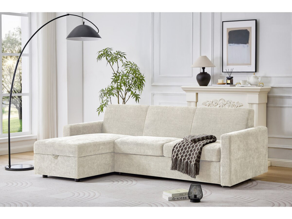 Celia" stoffen omkeerbare hoekbank - 3 zits - Beige