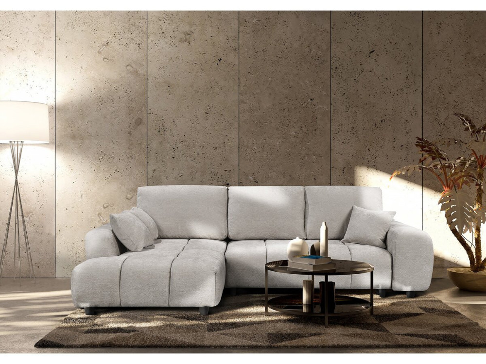 Hoekbank links in chenillestof "Verneuil" - 3-zits - Beige