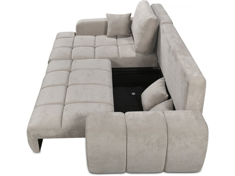 Hoekbank links in chenillestof "Verneuil" - 3-zits - Beige