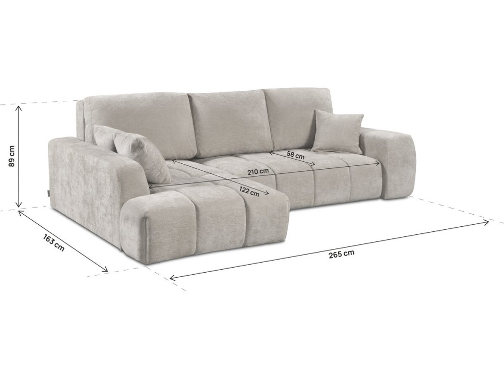 Hoekbank links in chenillestof "Verneuil" - 3-zits - Beige