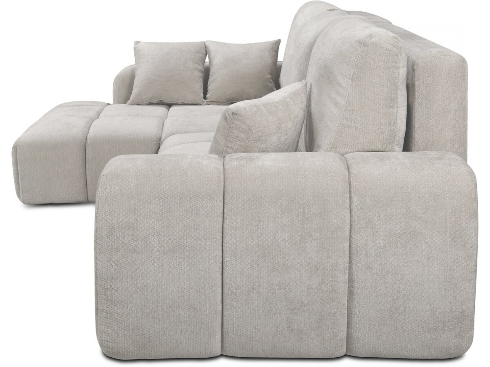 Hoekbank links in chenillestof "Verneuil" - 3-zits - Beige