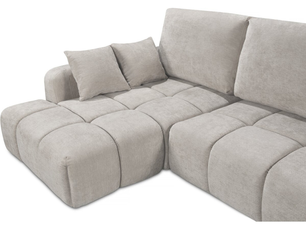 Hoekbank links in chenillestof "Verneuil" - 3-zits - Beige
