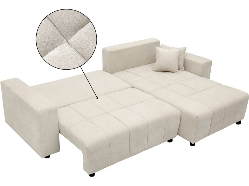 George" 4 zits hoekbank in bubble-stijl in chenille stof - Beige