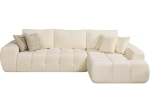 Sidonie" rechte hoekbank in bubble stof - 4 zits - Beige