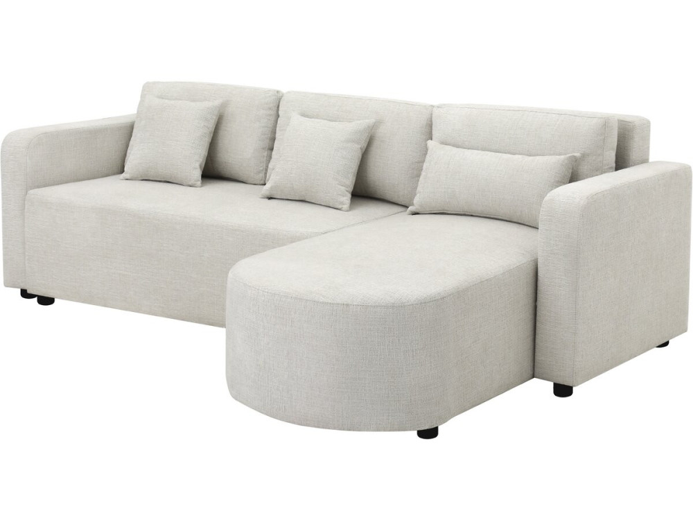 Charles" stoffen ombouwbare hoekbank - 3 zits - Beige
