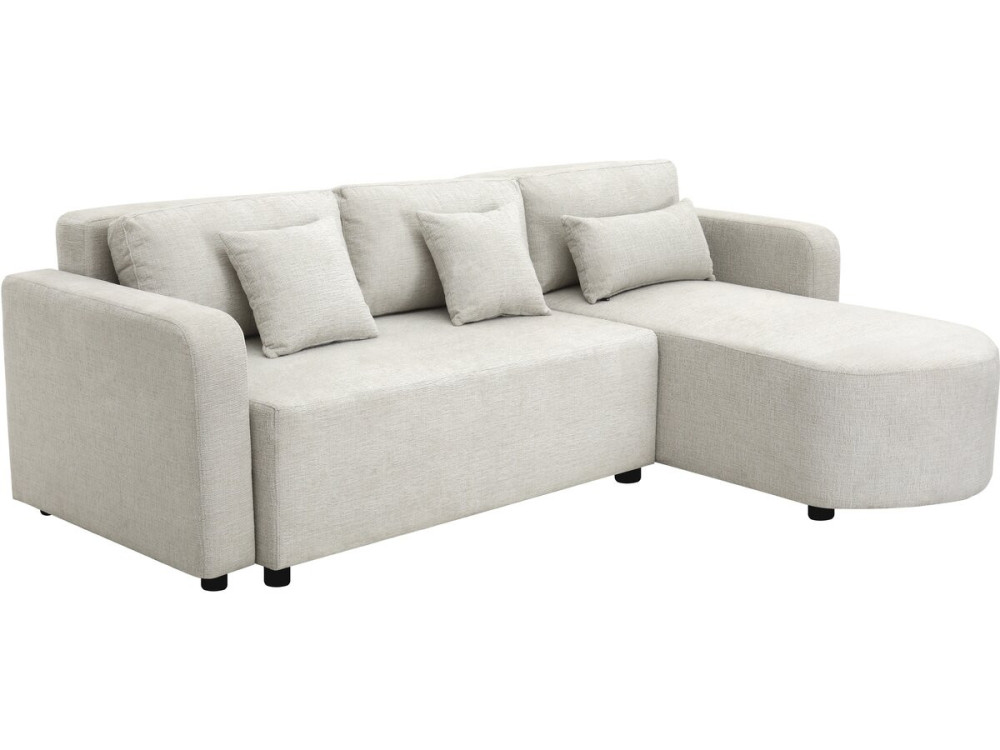Charles" stoffen ombouwbare hoekbank - 3 zits - Beige