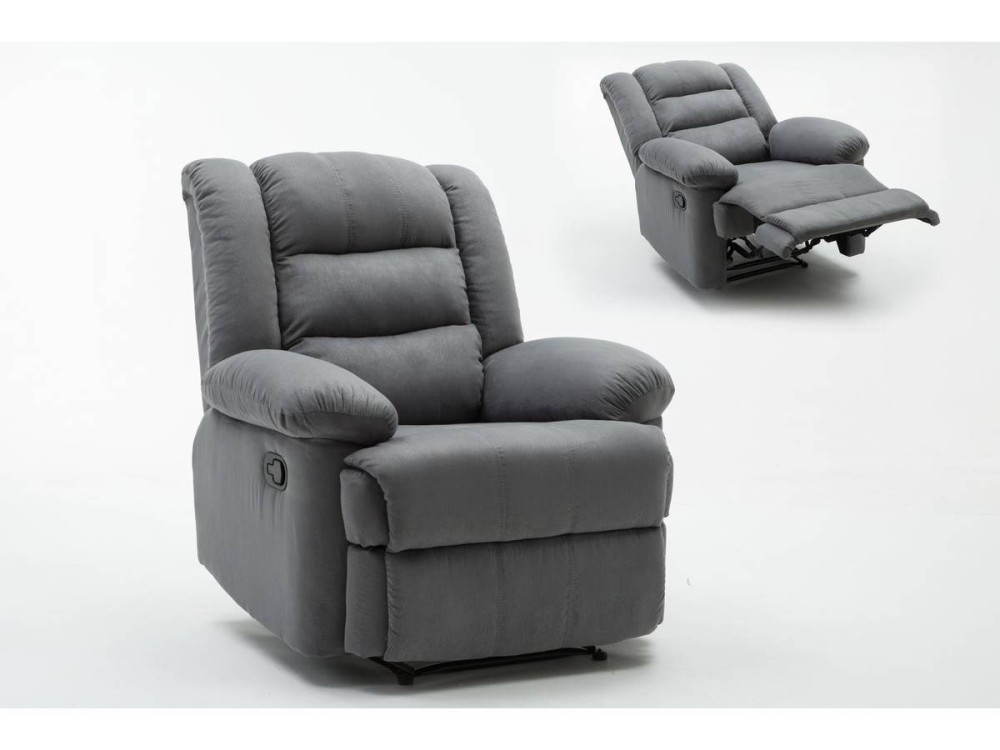 Relaxfauteuil relaxstoel verstelbaar "Buckingham" - 85 x 93 x 100 cm - Grijs lichtgrijs