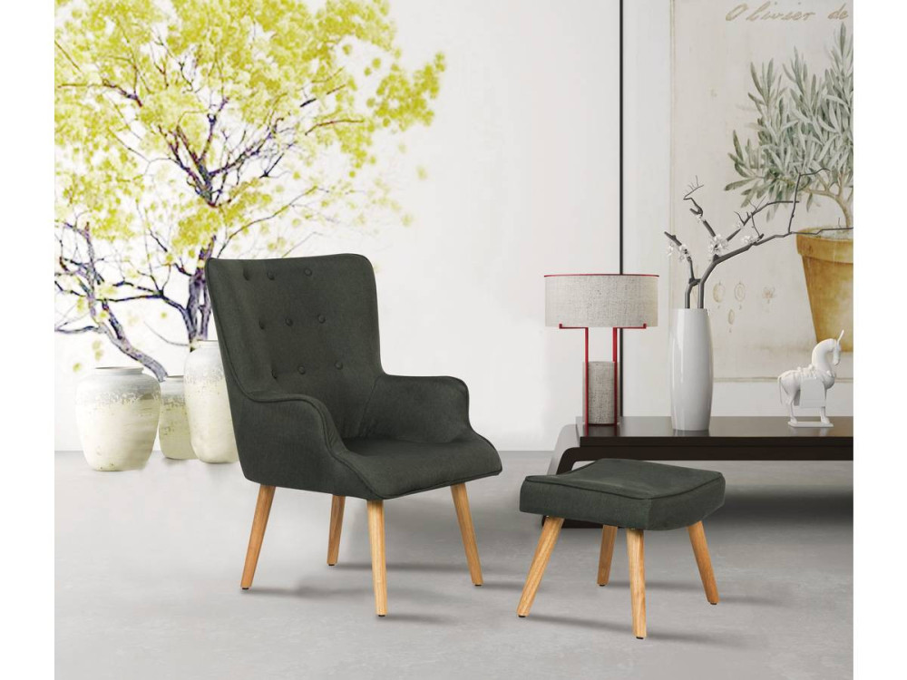 Stoel fauteuil stof Scandinavisch design "Odense" - 1 zits - Grijs Donkergrijs