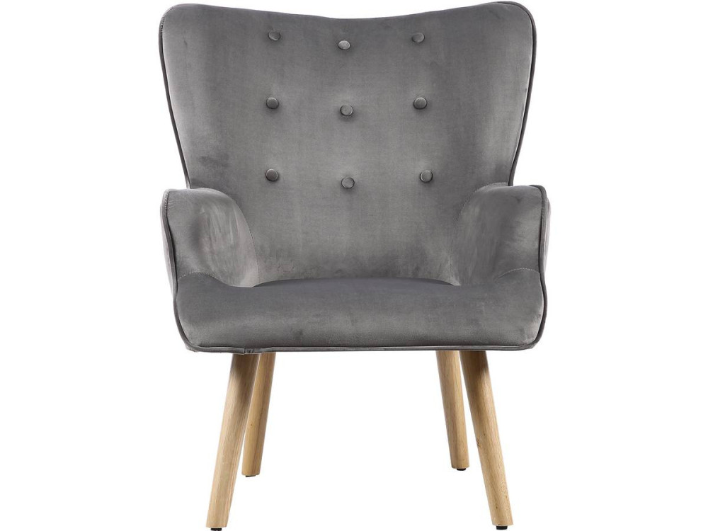 Stoel fauteuil velours Scandinavisch design "Odense" - 73 x 81 x 92.5 cm - 1 zits - Grijs