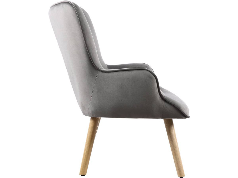 Stoel fauteuil velours Scandinavisch design "Odense" - 73 x 81 x 92.5 cm - 1 zits - Grijs
