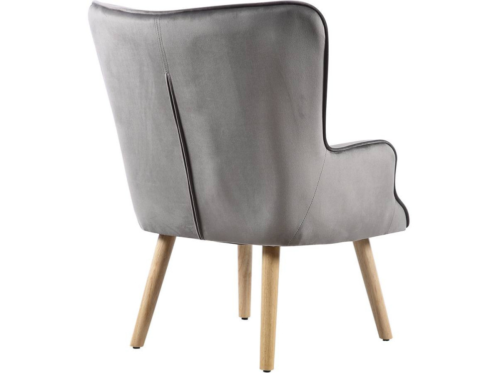Stoel fauteuil velours Scandinavisch design "Odense" - 73 x 81 x 92.5 cm - 1 zits - Grijs
