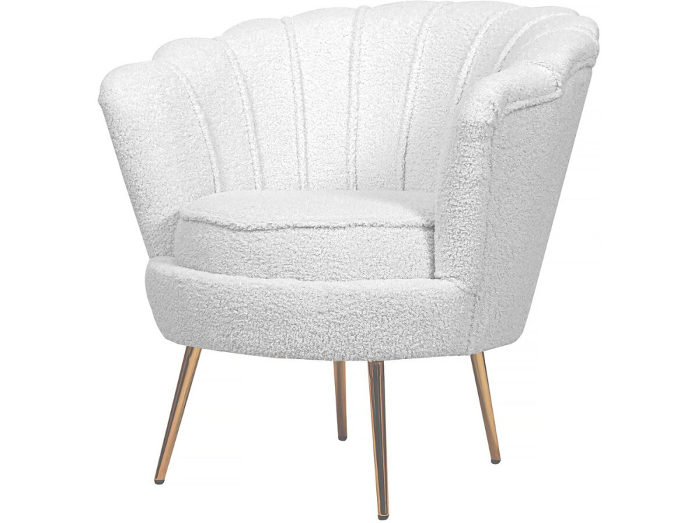 Stoel fauteuil bouclé stof "Floria" - 75 x 68 x 77,5 cm -  Wit