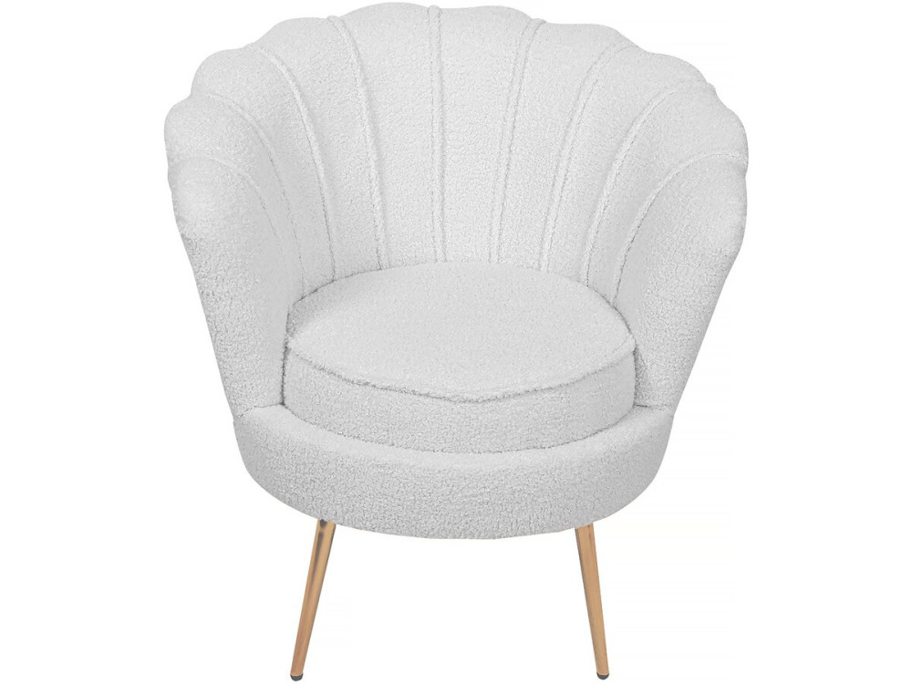 Stoel fauteuil bouclé stof "Floria" - 75 x 68 x 77,5 cm -  Wit
