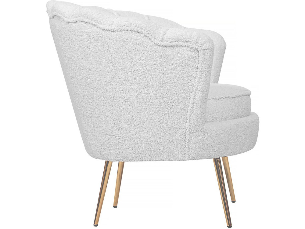 Stoel fauteuil bouclé stof "Floria" - 75 x 68 x 77,5 cm -  Wit