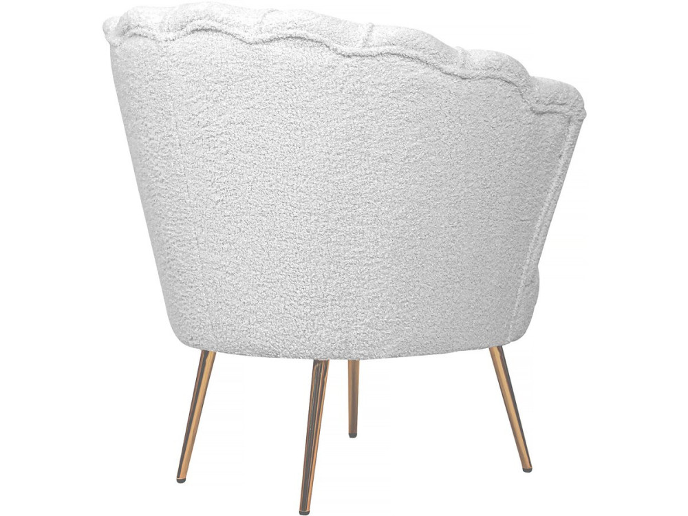 Stoel fauteuil bouclé stof "Floria" - 75 x 68 x 77,5 cm -  Wit