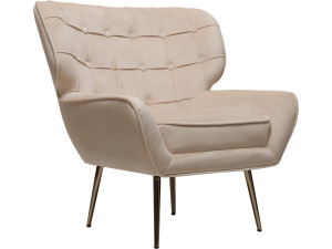 Stoel fauteuil velours fluweel "Austin"  - 79 x 71 x 79,5 cm - Beige - lichtbruin