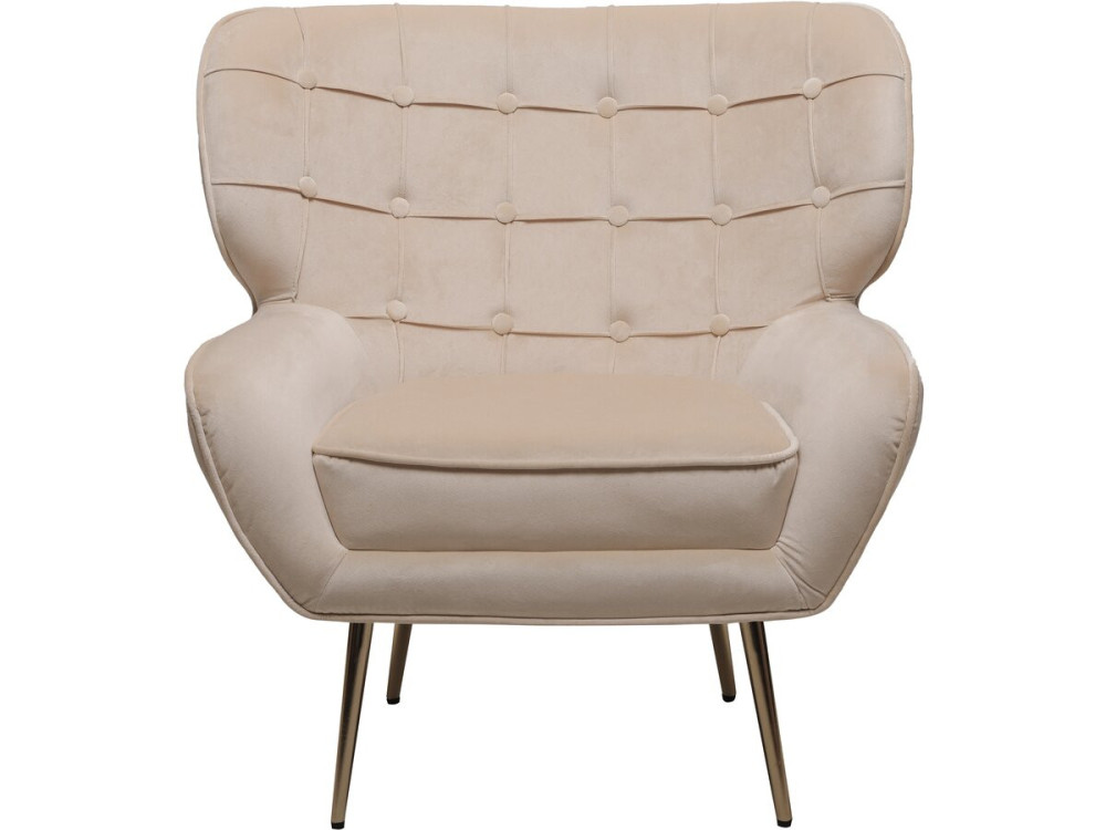 Stoel fauteuil velours fluweel "Austin"  - 79 x 71 x 79,5 cm - Beige - lichtbruin