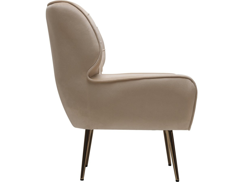 Stoel fauteuil velours fluweel "Austin"  - 79 x 71 x 79,5 cm - Beige - lichtbruin