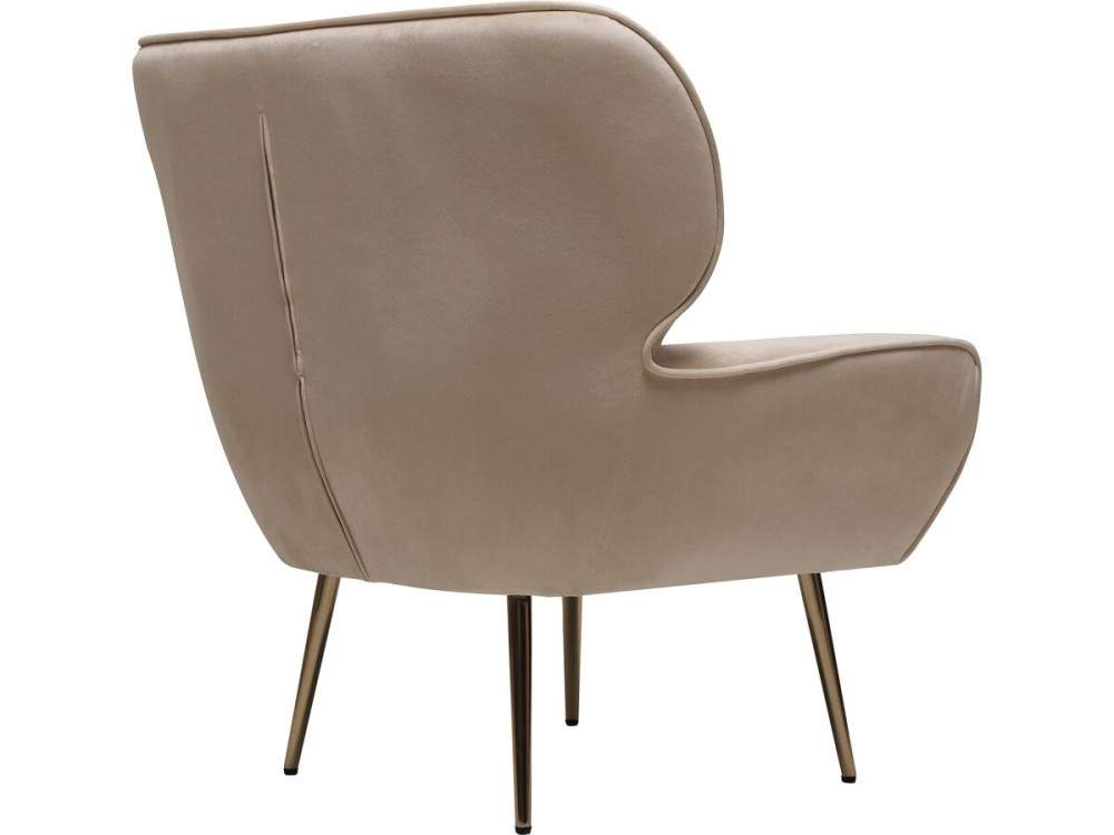 Stoel fauteuil velours fluweel "Austin"  - 79 x 71 x 79,5 cm - Beige - lichtbruin