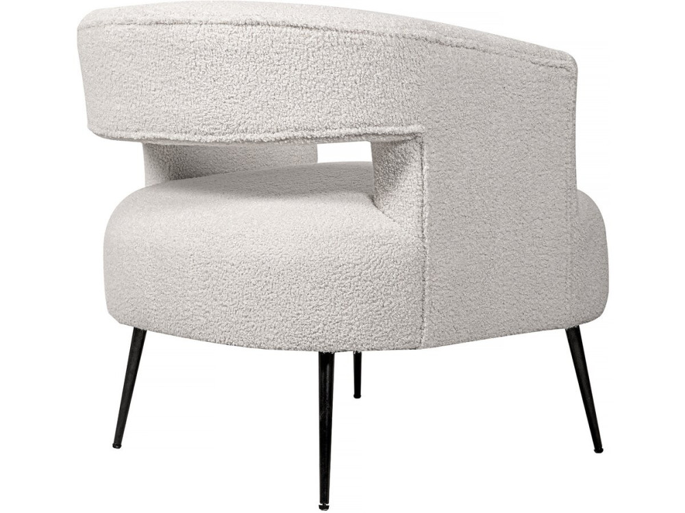 Stoel fauteuil bouclé stof "Iris" - Wit