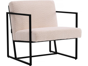 Stoel fauteuil velour fluweel en metaal "Kennedy" - 73. 5 x 75,5 x 81 cm - Crème