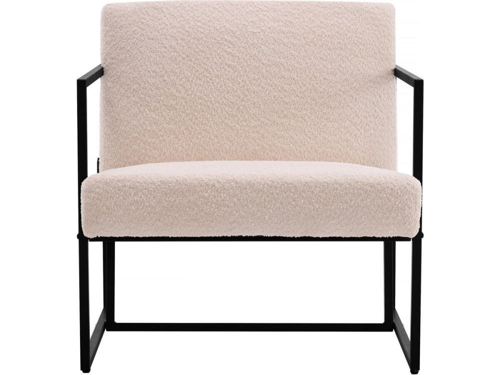 Stoel fauteuil velour fluweel en metaal "Kennedy" - 73. 5 x 75,5 x 81 cm - Crème
