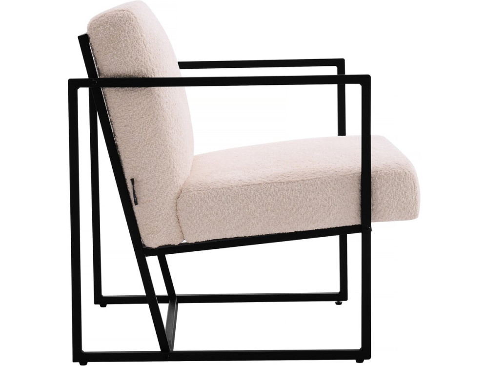 Stoel fauteuil velour fluweel en metaal "Kennedy" - 73. 5 x 75,5 x 81 cm - Crème