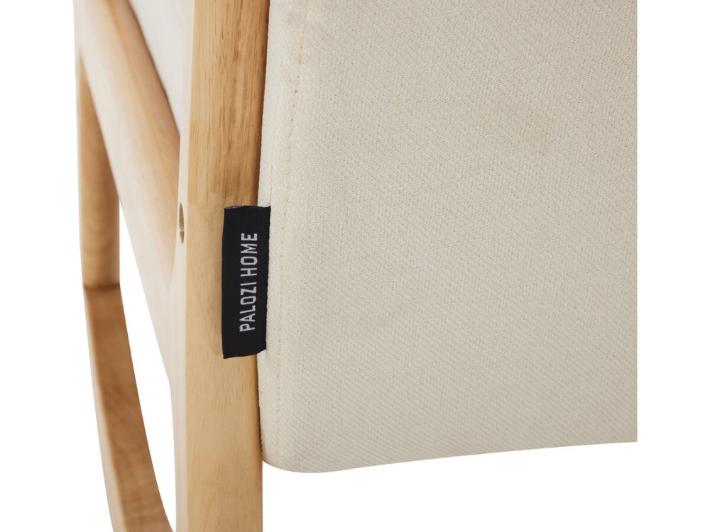 Stoel fauteuil bouclé stof en hout Scandinavisch design schommelstoel " Clinton " - Beige - lichtbruin