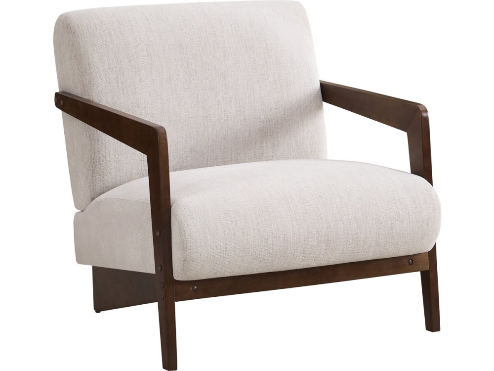 Scandinavische fauteuil van hout en stof "Lena" - Beige