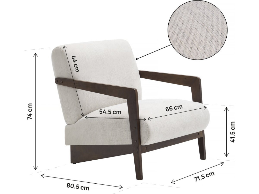 Scandinavische fauteuil van hout en stof "Lena" - Beige
