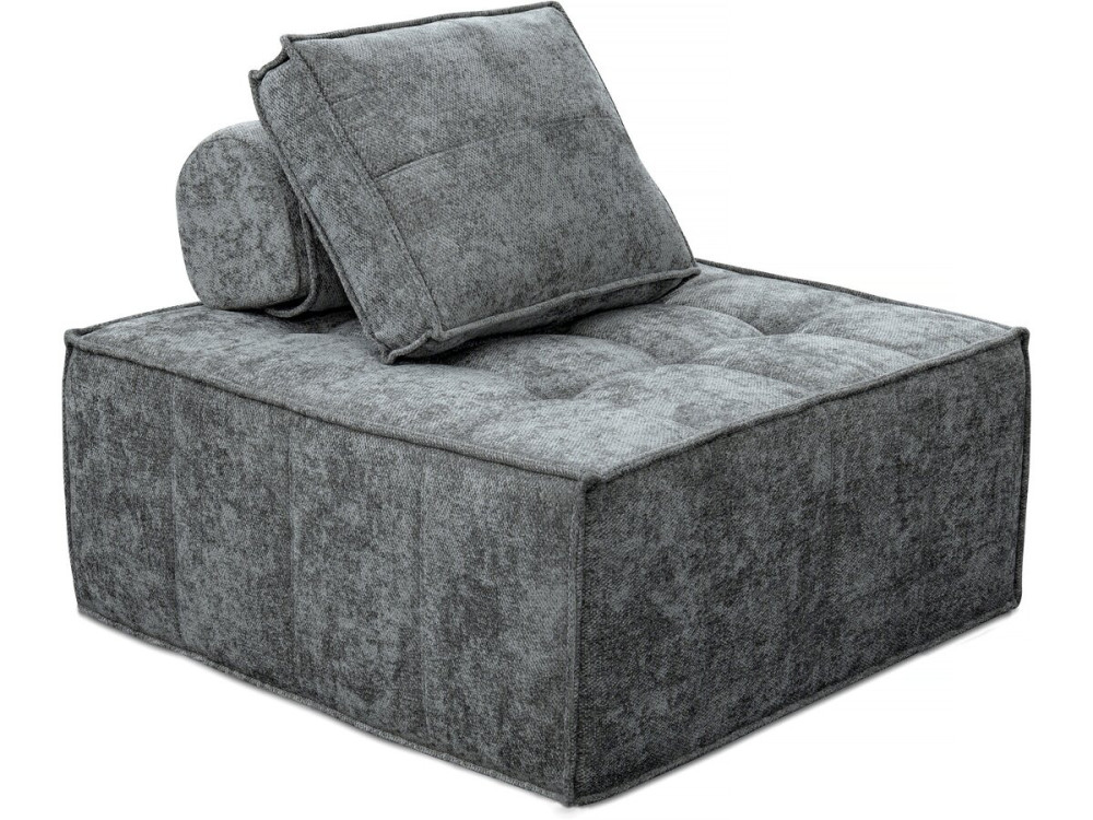 Fauteuil in velveteen-stijl - 96 x 100 x 89 cm - Grijs